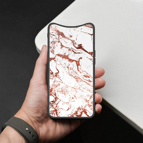 Oppo Find X Cover - White Marble Series 2 - HQ Ultra Shine Premium Infinity Glass Soft Silicon Borders Case