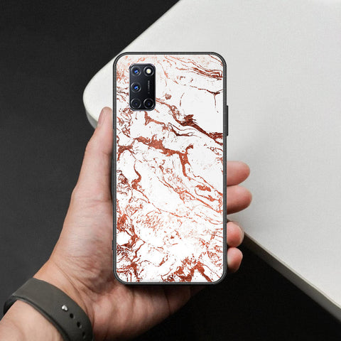 Oppo A92 Cover - White Marble Series 2 - HQ Ultra Shine Premium Infinity Glass Soft Silicon Borders Case