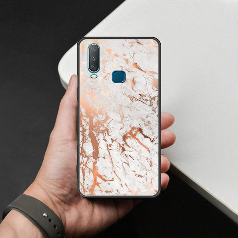 Vivo Y17 Cover - White Marble Series 2 - HQ Ultra Shine Premium Infinity Glass Soft Silicon Borders Case