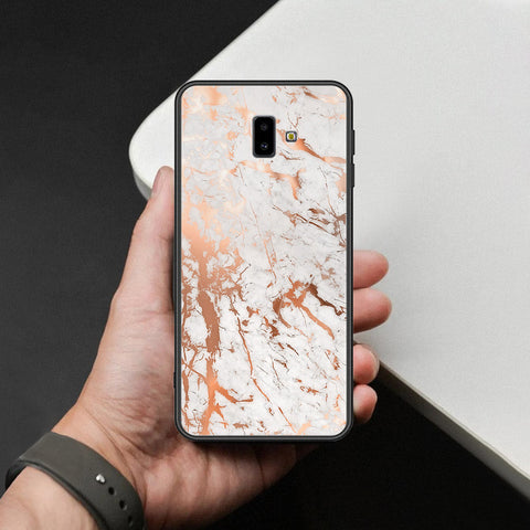 Samsung Galaxy J6 Plus 2018 Cover - White Marble Series 2 - HQ Ultra Shine Premium Infinity Glass Soft Silicon Borders Case