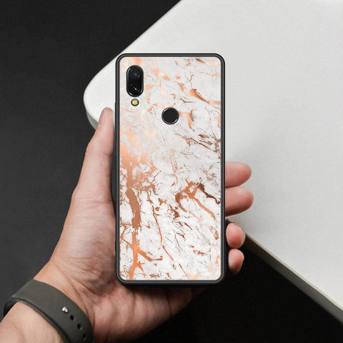 Xiaomi Redmi 7 Cover - White Marble Series 2 - HQ Ultra Shine Premium Infinity Glass Soft Silicon Borders Case