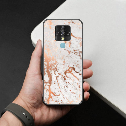 Tecno Camon 16 Cover - White Marble Series 2 - HQ Ultra Shine Premium Infinity Glass Soft Silicon Borders Case