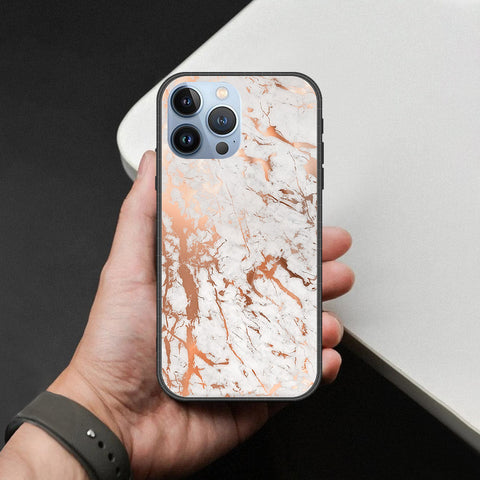 iPhone 14 Pro Cover - White Marble Series 2 - HQ Ultra Shine Premium Infinity Glass Soft Silicon Borders Case