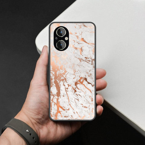 Oppo F21 Pro 5G Cover - White Marble Series 2 - HQ Ultra Shine Premium Infinity Glass Soft Silicon Borders Case