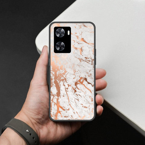 Oppo A77s Cover - White Marble Series 2 - HQ Ultra Shine Premium Infinity Glass Soft Silicon Borders Case