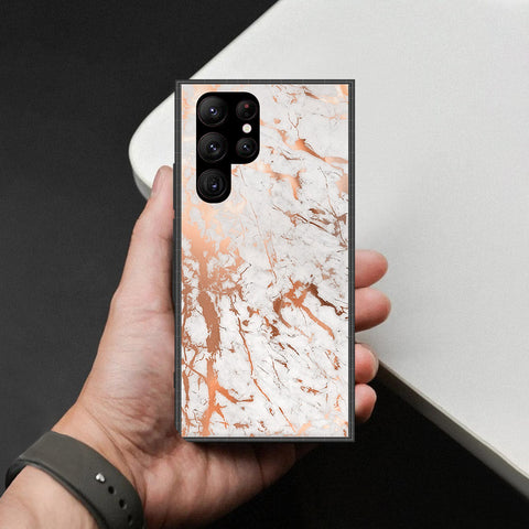 Samsung Galaxy S23 Ultra 5G Cover - White Marble Series 2 - HQ Ultra Shine Premium Infinity Glass Soft Silicon Borders Case