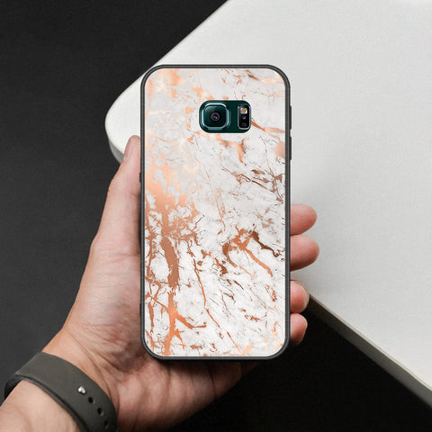Samsung Galaxy S6 Edge Plus Cover - White Marble Series 2 - HQ Ultra Shine Premium Infinity Glass Soft Silicon Borders Case