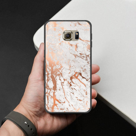 Samsung Galaxy S6 Cover - White Marble Series 2 - HQ Ultra Shine Premium Infinity Glass Soft Silicon Borders Case