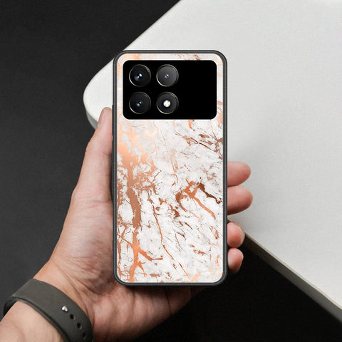Xiaomi Poco F6 Pro Cover - White Marble Series 2 - HQ Ultra Shine Premium Infinity Glass Soft Silicon Borders Case