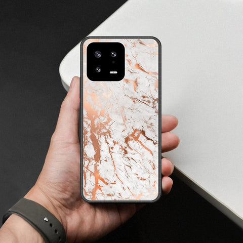 Xiaomi 13 Cover - White Marble Series 2 - HQ Ultra Shine Premium Infinity Glass Soft Silicon Borders Case
