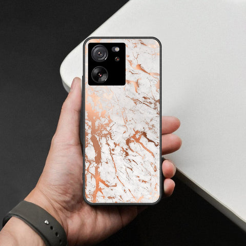 Xiaomi 13T Pro Cover - White Marble Series 2 - HQ Ultra Shine Premium Infinity Glass Soft Silicon Borders Case