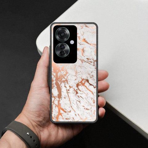 Oppo Reno 11F 5G Cover - White Marble Series 2 - HQ Ultra Shine Premium Infinity Glass Soft Silicon Borders Case