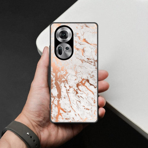 Oppo Reno 11 5G Cover - White Marble Series 2 - HQ Ultra Shine Premium Infinity Glass Soft Silicon Borders Case