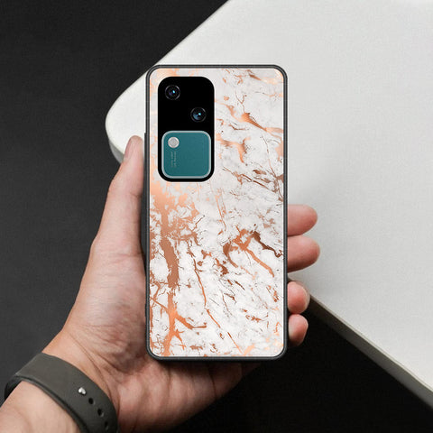 Vivo V30 Cover - White Marble Series 2 - HQ Ultra Shine Premium Infinity Glass Soft Silicon Borders Case