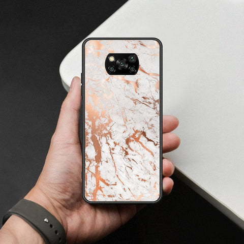 Xiaomi Poco X3 Cover - White Marble Series 2 - HQ Ultra Shine Premium Infinity Glass Soft Silicon Borders Case