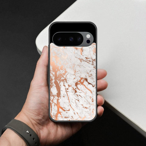 Google Pixel 10 Pro XL Cover - White Marble Series 2 - HQ Ultra Shine Premium Infinity Glass Soft Silicon Borders Case