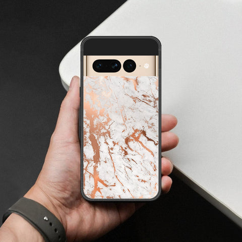Google Pixel 7 Pro Cover - White Marble Series 2 - HQ Ultra Shine Premium Infinity Glass Soft Silicon Borders Case