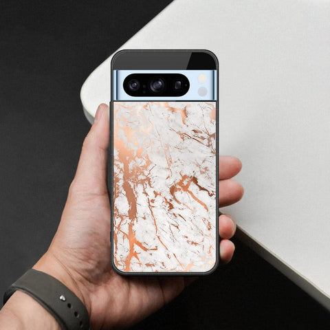 Google Pixel 8 Pro Cover - White Marble Series 2 - HQ Ultra Shine Premium Infinity Glass Soft Silicon Borders Case