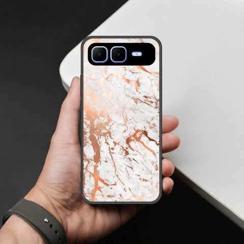 Infinix Smart 10 Plus Cover - White Marble Series 2 - HQ Ultra Shine Premium Infinity Glass Soft Silicon Borders Case