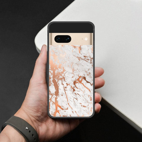 Google Pixel 7 Cover - White Marble Series 2 - HQ Ultra Shine Premium Infinity Glass Soft Silicon Borders Case