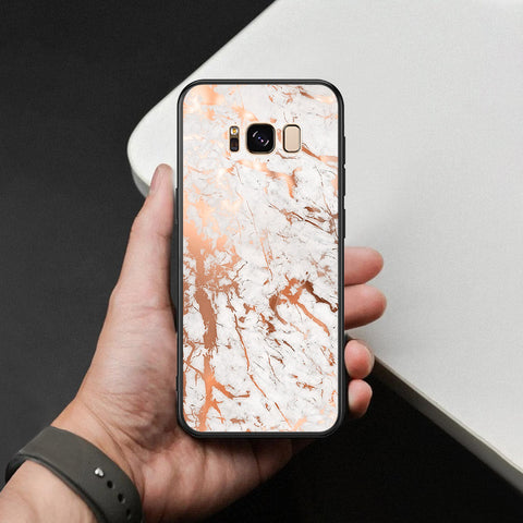 Samsung Galaxy S8 Cover - White Marble Series 2 - HQ Ultra Shine Premium Infinity Glass Soft Silicon Borders Case