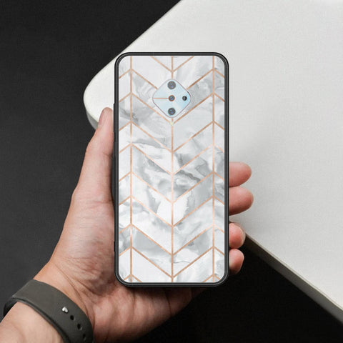 Vivo Y51 (2020 September) Cover - White Marble Series 2 - HQ Ultra Shine Premium Infinity Glass Soft Silicon Borders Case