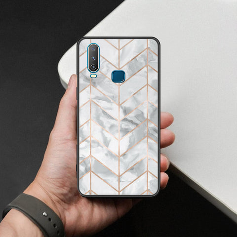 Vivo Y15 Cover - White Marble Series 2 - HQ Ultra Shine Premium Infinity Glass Soft Silicon Borders Case
