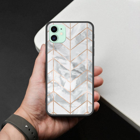 iPhone 11 - White Marble Series 2 - HQ Ultra Shine Premium Infinity Glass Soft Silicon Borders Case