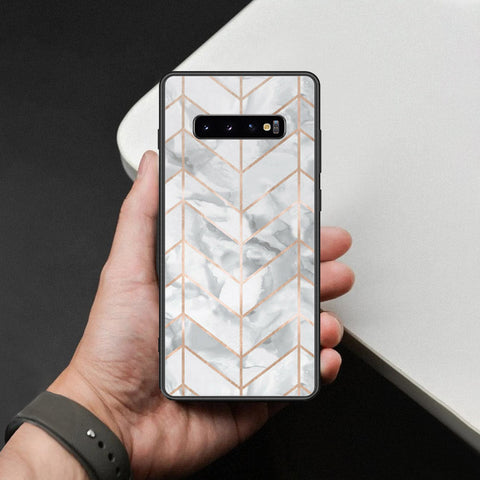 Samsung Galaxy S10 Plus Cover - White Marble Series 2 - HQ Ultra Shine Premium Infinity Glass Soft Silicon Borders Case