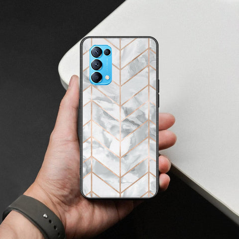 Oppo Find X3 Lite Cover - White Marble Series 2 - HQ Ultra Shine Premium Infinity Glass Soft Silicon Borders Case