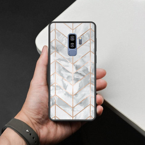 Samsung Galaxy S9 Plus Cover - White Marble Series 2 - HQ Ultra Shine Premium Infinity Glass Soft Silicon Borders Case