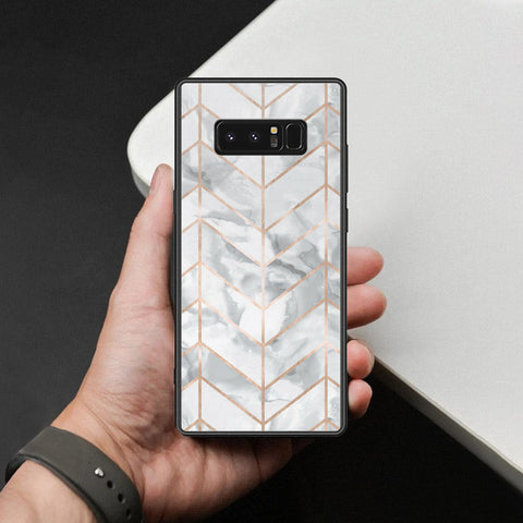 Samsung Galaxy Note 8 Cover - White Marble Series 2 - HQ Ultra Shine Premium Infinity Glass Soft Silicon Borders Case