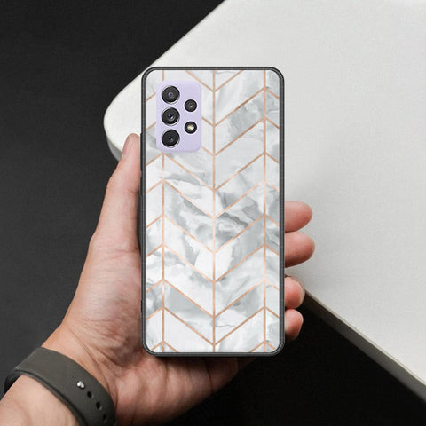 Samsung Galaxy A72 Cover - White Marble Series 2 - HQ Ultra Shine Premium Infinity Glass Soft Silicon Borders Case
