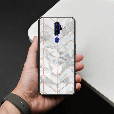 Oppo A9 2020 Cover - White Marble Series 2 - HQ Ultra Shine Premium Infinity Glass Soft Silicon Borders Case