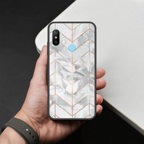 Xiaomi Mi A2 Cover - White Marble Series 2 - HQ Ultra Shine Premium Infinity Glass Soft Silicon Borders Case