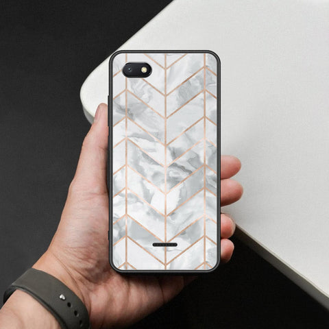 Xiaomi Redmi 6A Cover - White Marble Series 2 - HQ Ultra Shine Premium Infinity Glass Soft Silicon Borders Case
