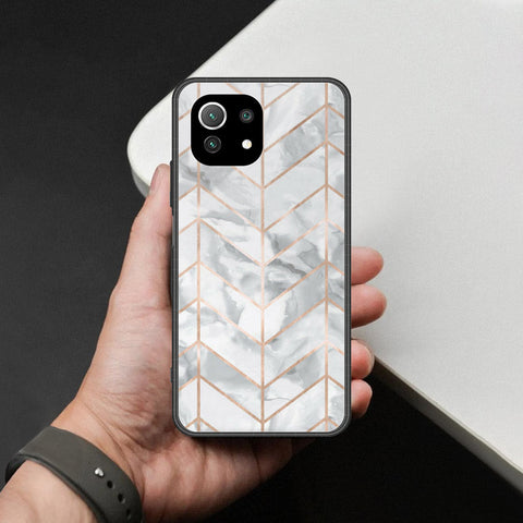 Xiaomi Mi 11 Lite 5G Cover - White Marble Series 2 - HQ Ultra Shine Premium Infinity Glass Soft Silicon Borders Case