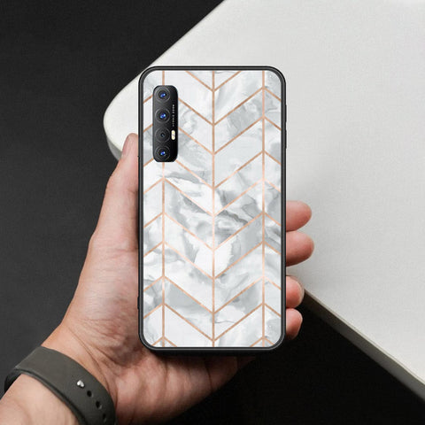 Oppo Reno 3 Pro Cover - White Marble Series 2 - HQ Ultra Shine Premium Infinity Glass Soft Silicon Borders Case