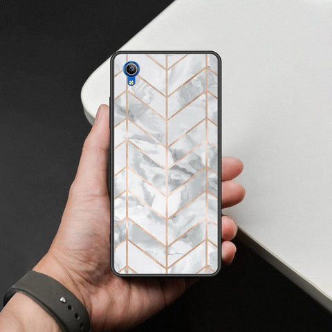 Vivo Y91C Cover - White Marble Series 2 - HQ Ultra Shine Premium Infinity Glass Soft Silicon Borders Case