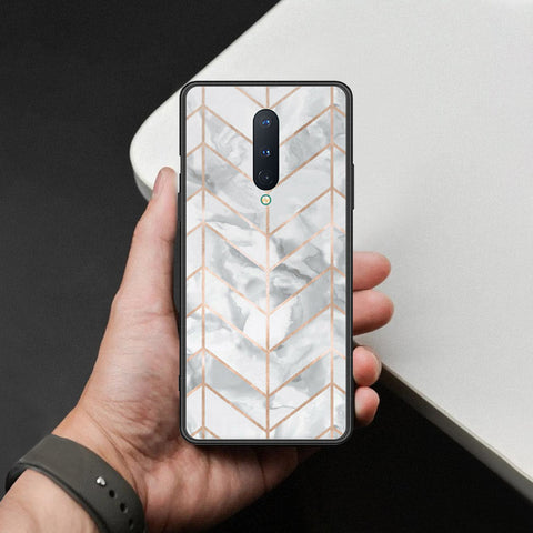 OnePlus 8 Cover - White Marble Series 2 - HQ Ultra Shine Premium Infinity Glass Soft Silicon Borders Case (Fast Delivery)