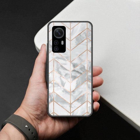 Xiaomi 12 Pro Cover - White Marble Series 2 - HQ Ultra Shine Premium Infinity Glass Soft Silicon Borders Case