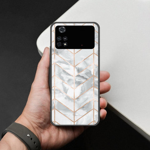 Xiaomi Poco M4 Pro Cover - White Marble Series 2 - HQ Ultra Shine Premium Infinity Glass Soft Silicon Borders Case