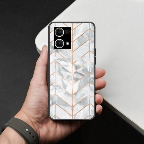 Oppo F21 Pro 4G Cover - White Marble Series 2 - HQ Ultra Shine Premium Infinity Glass Soft Silicon Borders Case