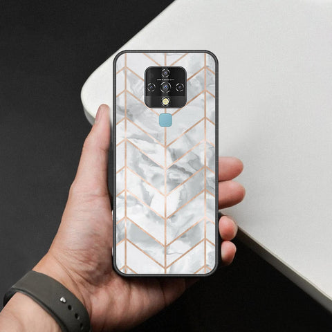 Tecno Camon 16 Cover - White Marble Series 2 - HQ Ultra Shine Premium Infinity Glass Soft Silicon Borders Case