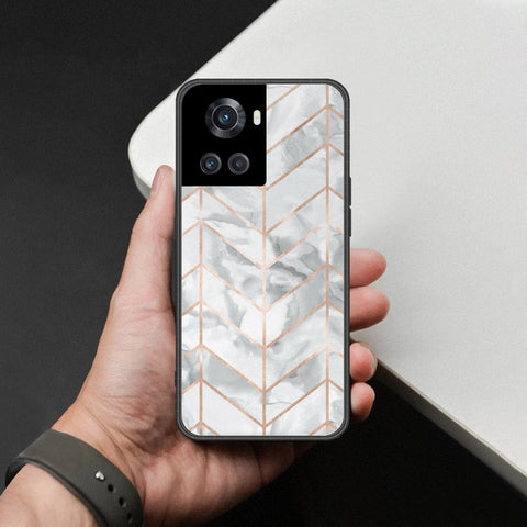 OnePlus 10R Cover - White Marble Series 2 - HQ Ultra Shine Premium Infinity Glass Soft Silicon Borders Case