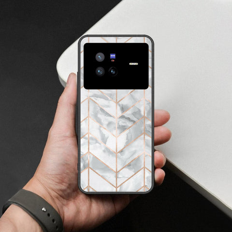 Vivo X80 Cover - White Marble Series 2 - HQ Ultra Shine Premium Infinity Glass Soft Silicon Borders Case