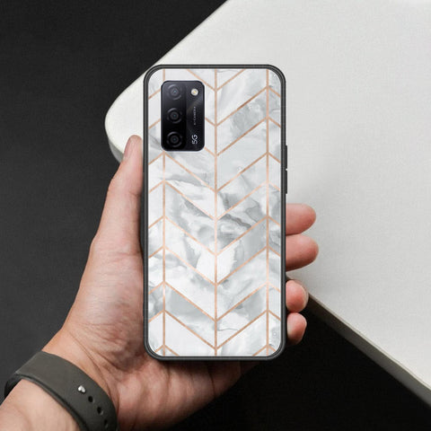 Oppo A55 5G Cover - White Marble Series 2 - HQ Ultra Shine Premium Infinity Glass Soft Silicon Borders Case