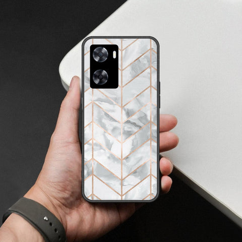 Oppo A77s Cover - White Marble Series 2 - HQ Ultra Shine Premium Infinity Glass Soft Silicon Borders Case