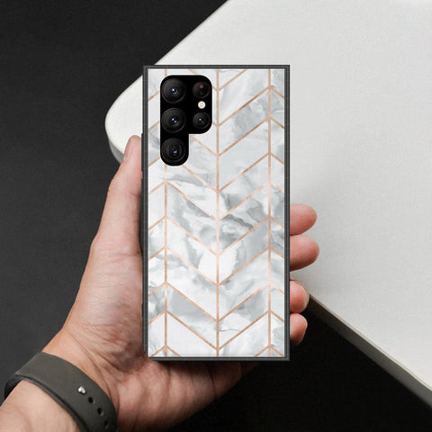 Samsung Galaxy S23 Ultra 5G Cover - White Marble Series 2 - HQ Ultra Shine Premium Infinity Glass Soft Silicon Borders Case
