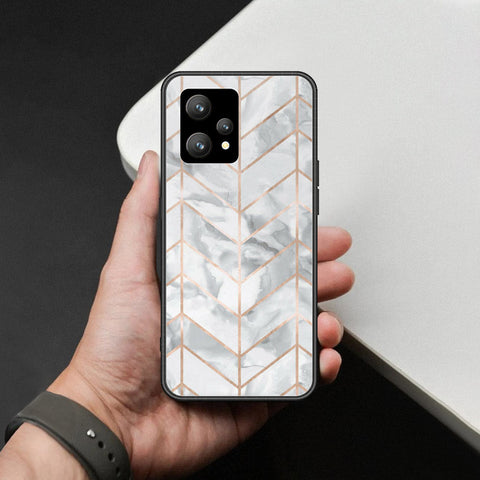 Realme 9 4G Cover - White Marble Series 2 - HQ Ultra Shine Premium Infinity Glass Soft Silicon Borders Case